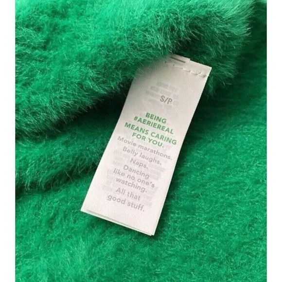 Aerie Flurry Crew Neck Sweater Oversized Green Women's Size Small - Picture 7 of 7